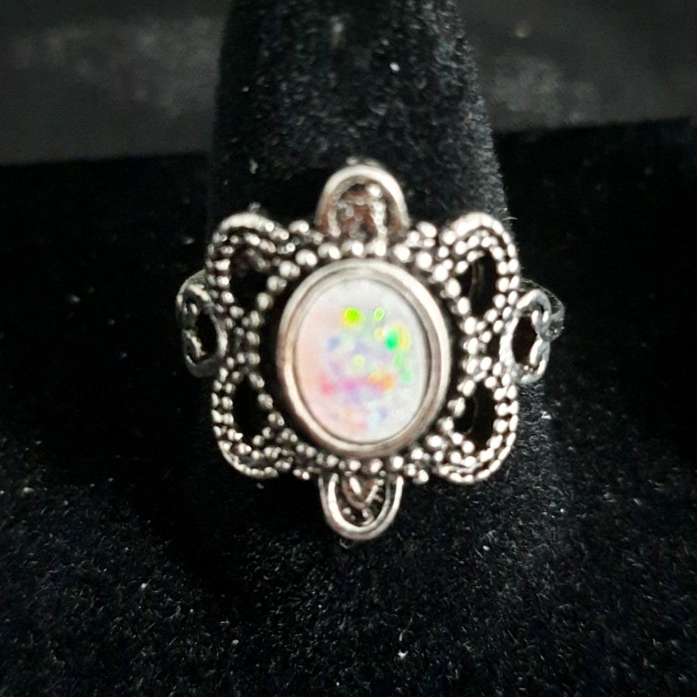 Elegant Silver Opal Ring